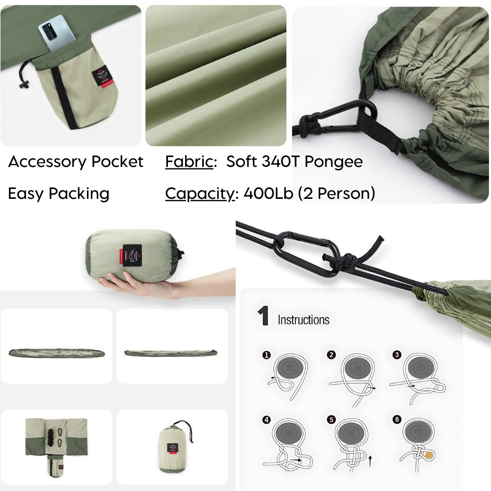 Pongee 340T Travel Hammock