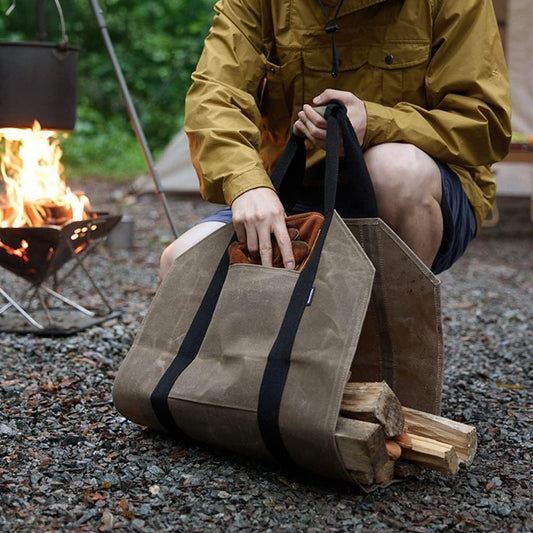 Waxed Canvas Firewood Carrier