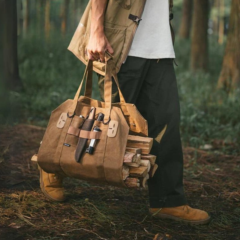 Waxed Canvas Firewood Carrier