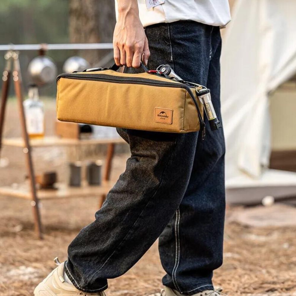 GENEMA 4pcs Outdoor Portable Camping Hiking Gadget Storage Pouch Drawstring  Travel Bag Carabiner Tent Pegs Bag
